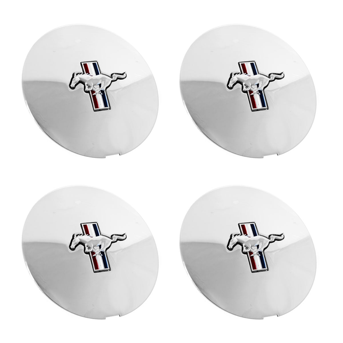 1991-1993 Mustang Pony Wheel 6.75" Chrome Center Caps w Running Horse - Set of 4