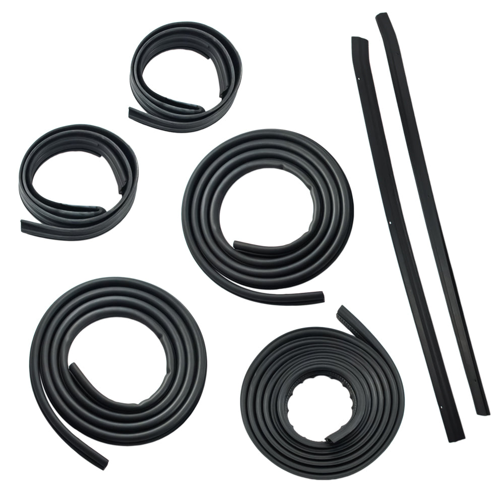 1987-1993 Mustang Hatchback Door Window Deluxe 7 pc Rubber Weatherstrip Seal Kit