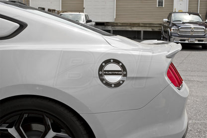 2015-2023 Ford Mustang Black w/ Silver Fill Embossed Gas Fuel Door Comp Series