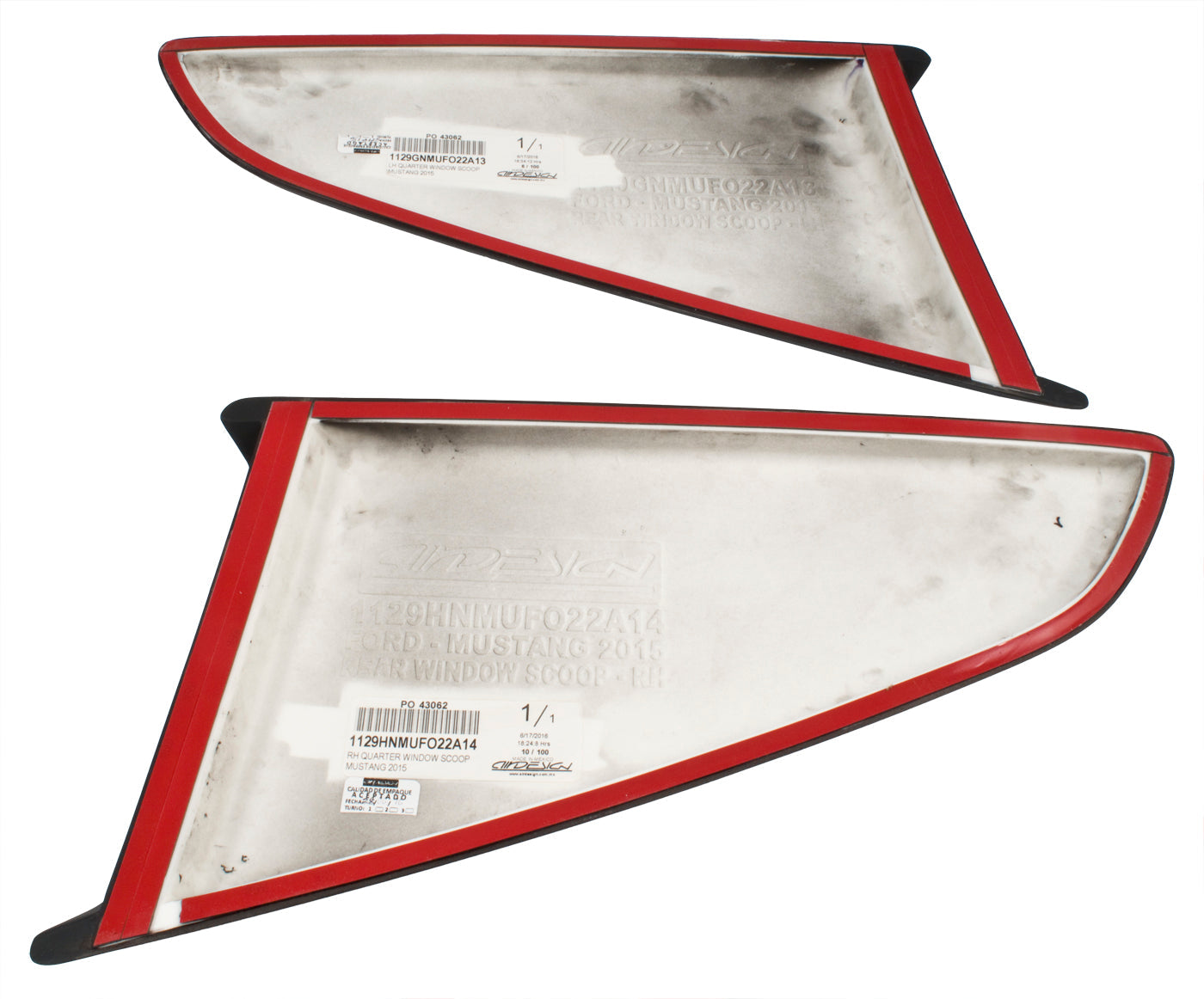 2015-2017 Mustang Genuine Ford Side Quarter Window Scoops Covers White Platinum UG