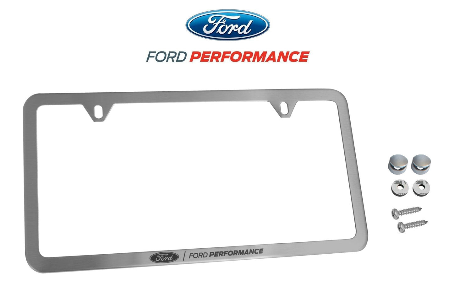 Ford Performance License Plate Frame - Brushed Stainless Steel