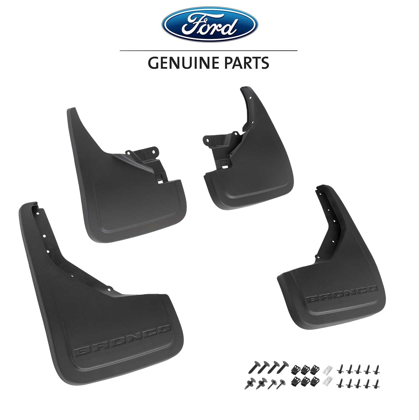 2021-2023 Ford Bronco OEM Black Front & Rear Mud Flaps Splash Guards - Set of 4