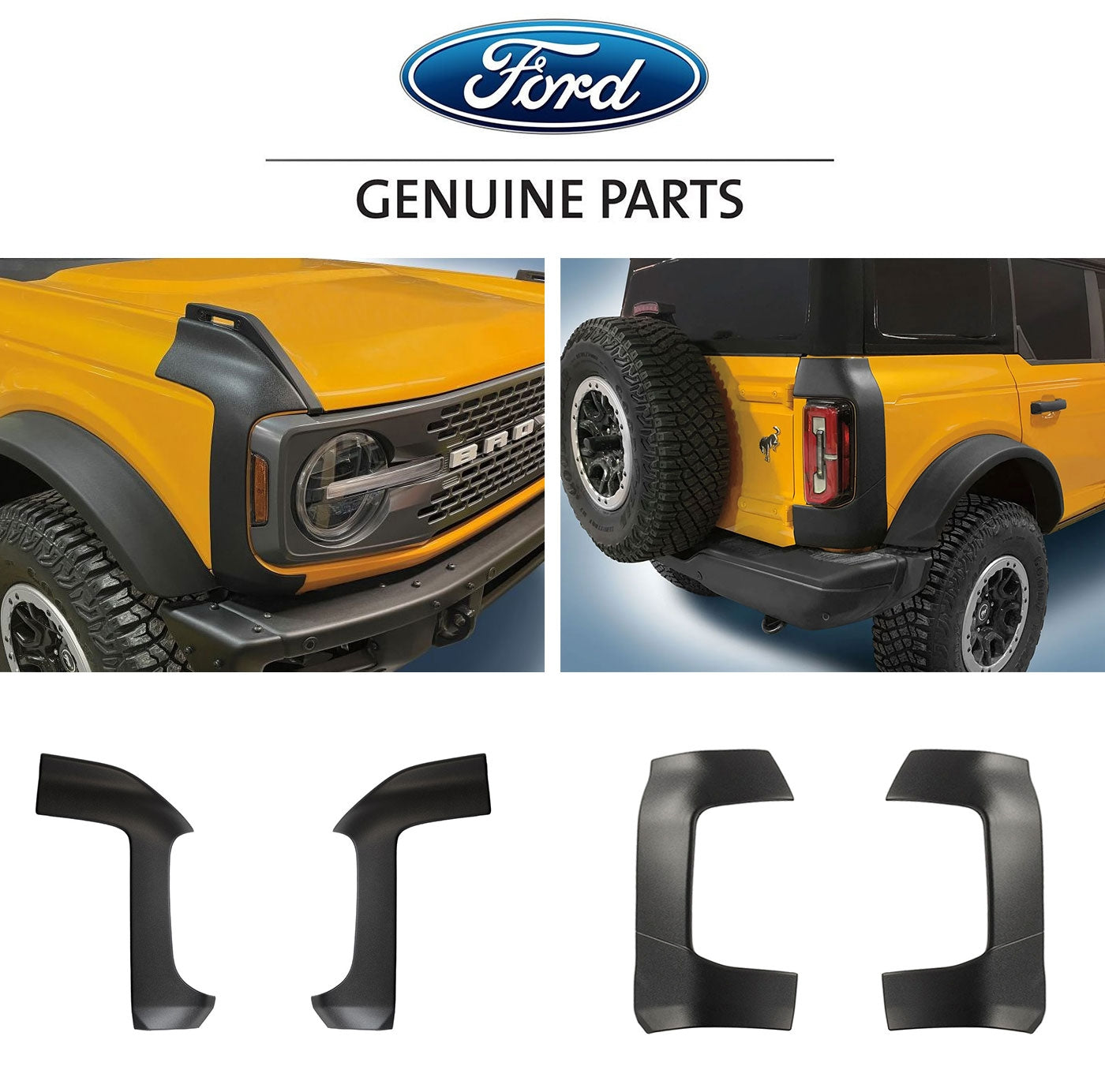 2021-2023 Bronco Genuine Ford OEM Headlight & Taillight Trim Trail Armor Black