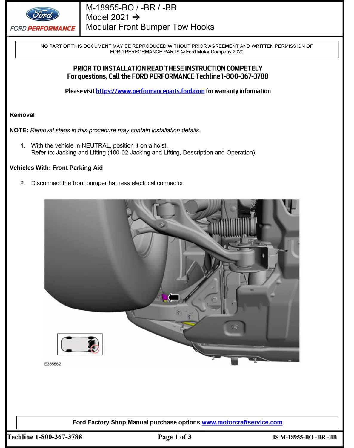 2021-2023 Bronco Ford Performance OEM M-18954-BO Orange Front Tow Hooks Pair