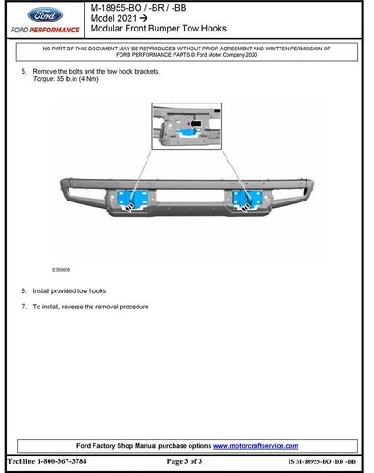 2021-2023 Bronco Ford Performance OEM M-18954-BO Orange Front Tow Hooks Pair