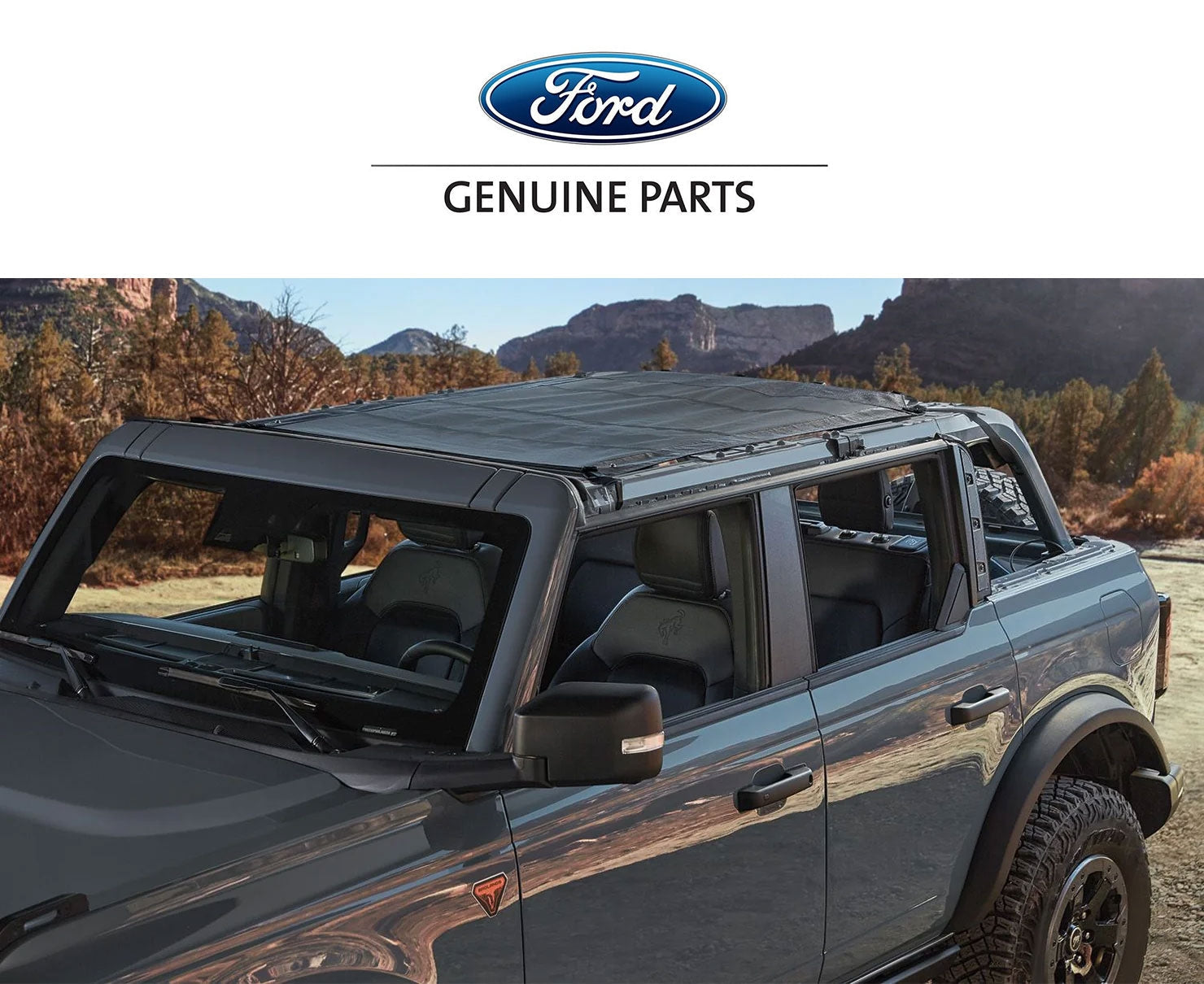 2021-2023 Ford Bronco 4 Door Genuine Ford Soft Mesh Fabric Bimini Sun Shade Top