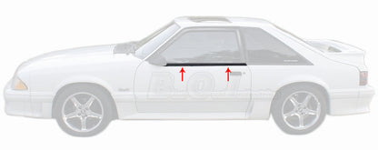 1987-1993 Mustang Outside Outer Door Beltline Moldings bottom of Window pair