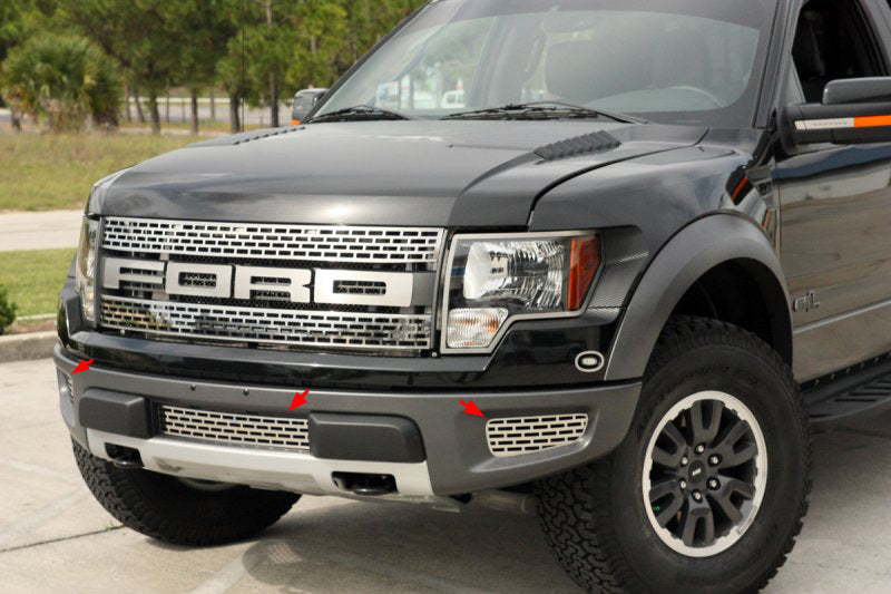 2010-2014 Ford F-150 Raptor Brushed Stainless  Lower Grille Kit (3 pc)