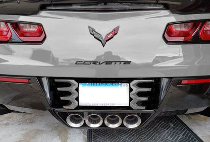 2014-2019 C7 Corvette Rear License Plate Frame - GAN Blade Silver & Black